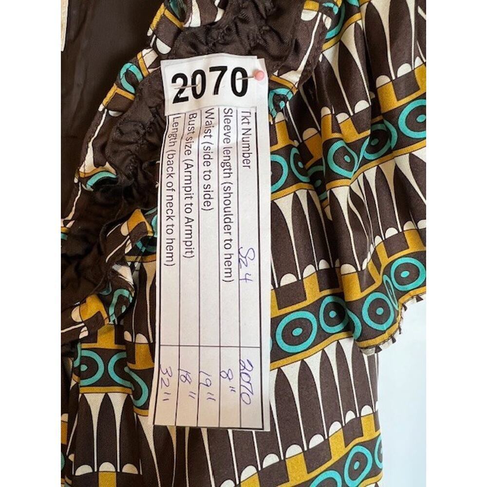 Milly Of New York 100% Silk Short-Sleeve Tribal-Print Dress Sz 4 Lined - Picture 10 of 10